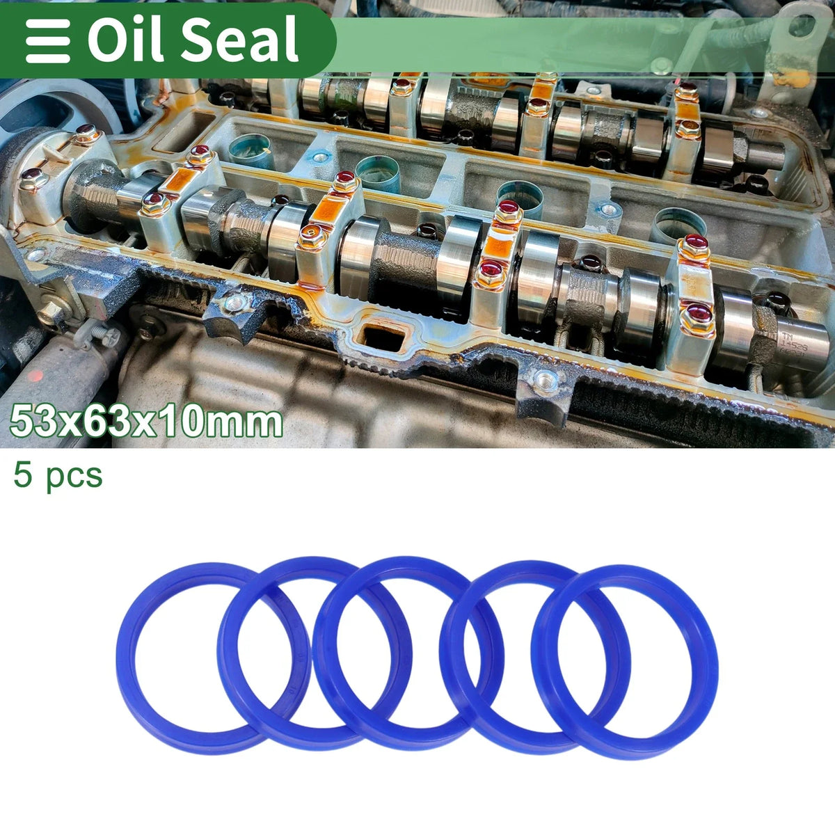 Set of 5 Oil Seal Rotary Shaft Seal 53x63x10mm High Pressure TPU
