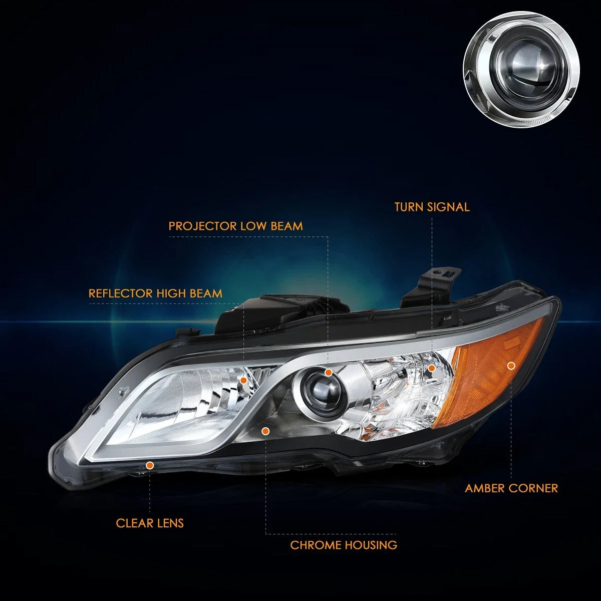 Projector Headlight Left Driver Side for Acura RDX 2013-2015 OE