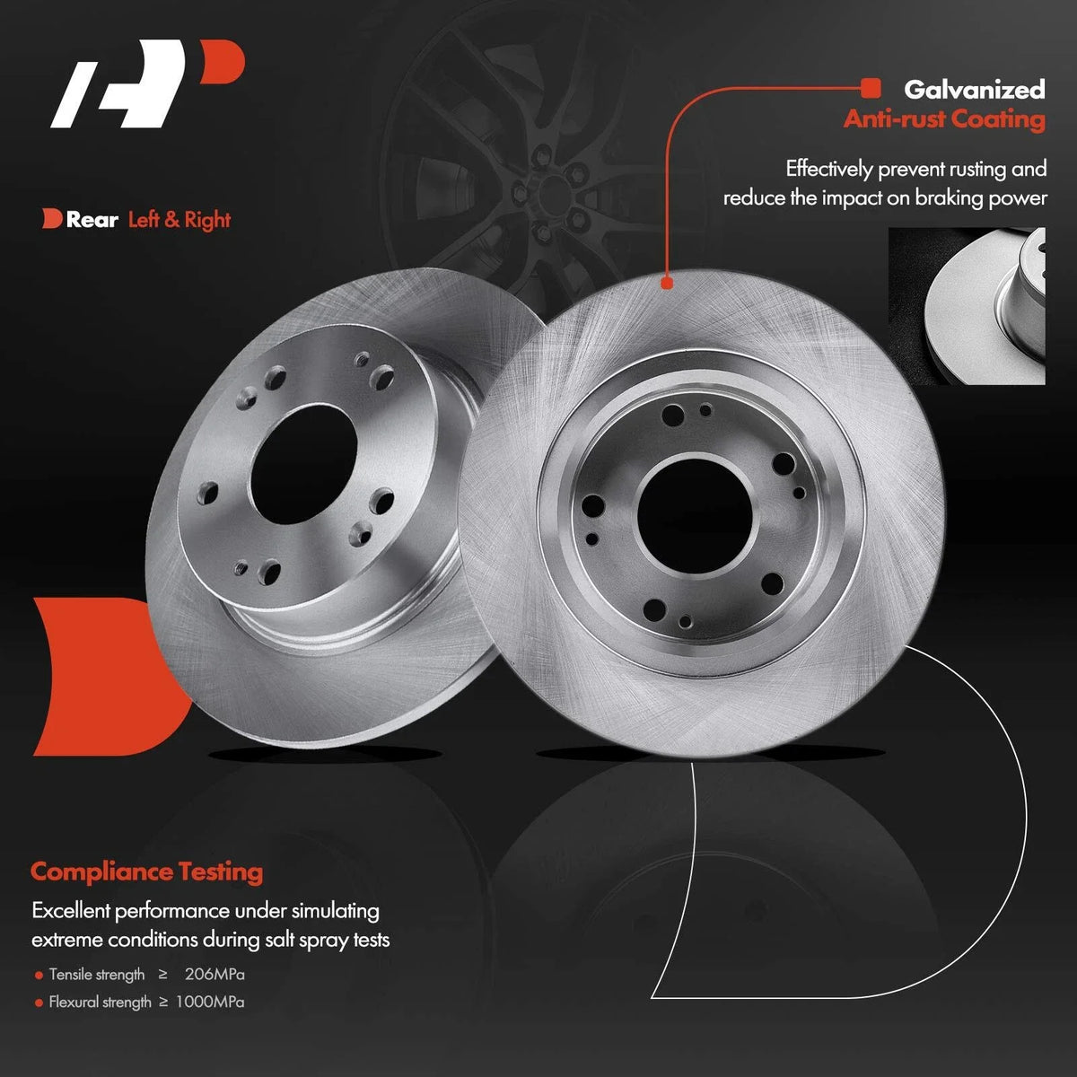 Rear Disc Rotors with Brake Pads Set for Honda