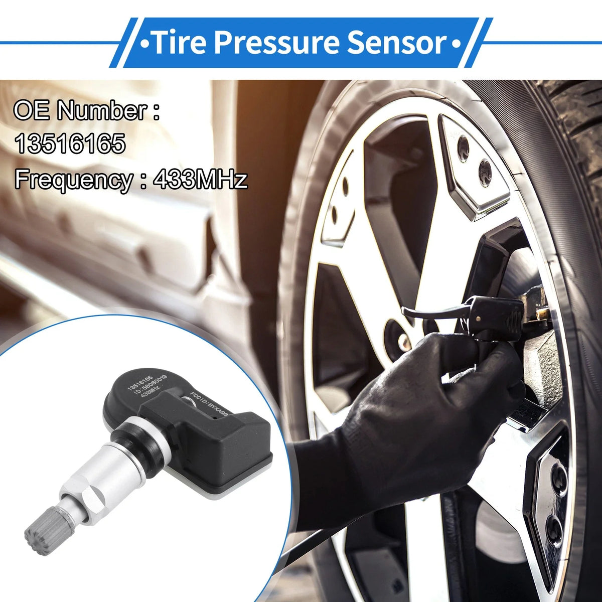 Tire Pressure Sensor for Buick Enclave (2018–2021) 13516165 433MHz