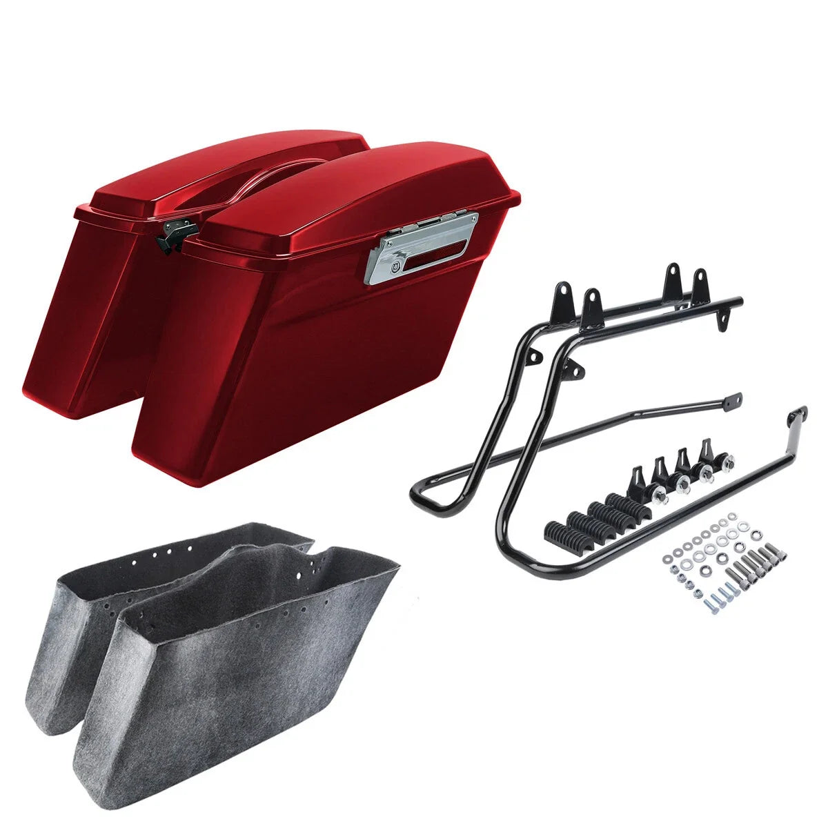 Red Conversion Bracket & Saddlebags for Harley Softail Fatboy Deluxe 1984-2017