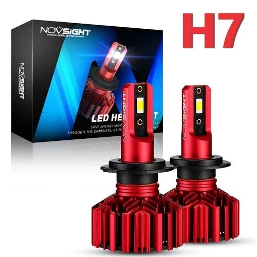 H7 LED Headlight Bulbs Kit for NOVSIGHT (5000LM, Bright White, 6500K)