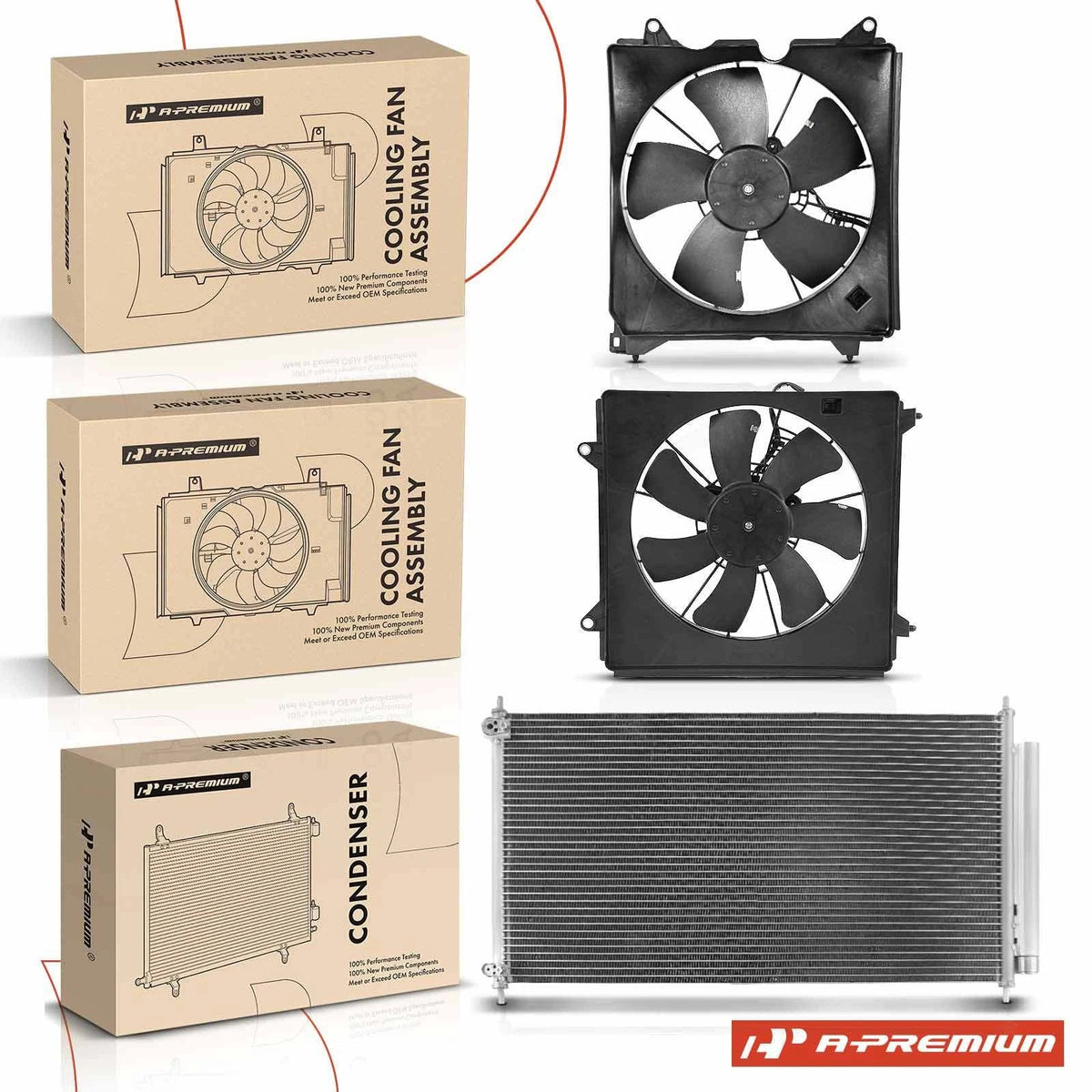 3X AC condenser & cooling fan assembly kit for Honda Accord (2013–2017)