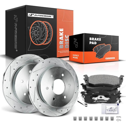 Rear Drilled Brake Rotor & Ceramic Pad for Nissan Titan (2004–2015)