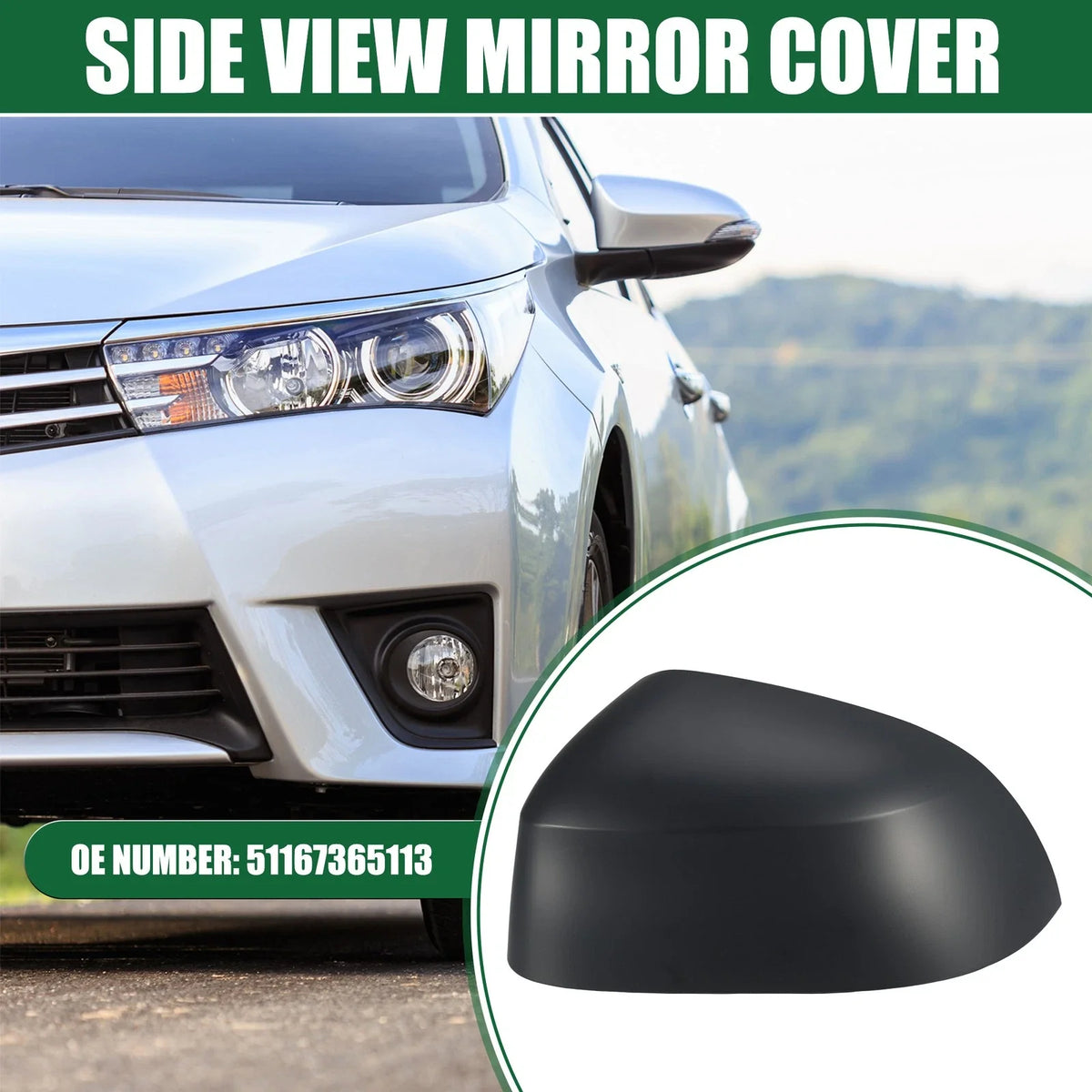 Driver Side Rearview Mirror Cover Cap for BMW X3 (2015–2017) 51167365113