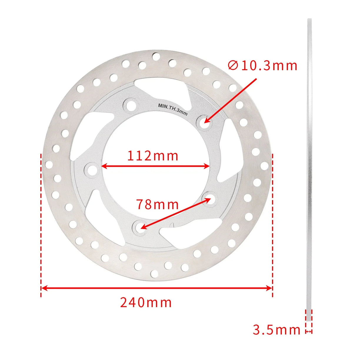 Rear Brake Disc Rotor 240mm for Bajaj Rouser 135 125 (2007–2018)