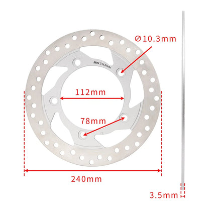 Rear Brake Disc Rotor 240mm for Bajaj Rouser 135 125 (2007–2018)