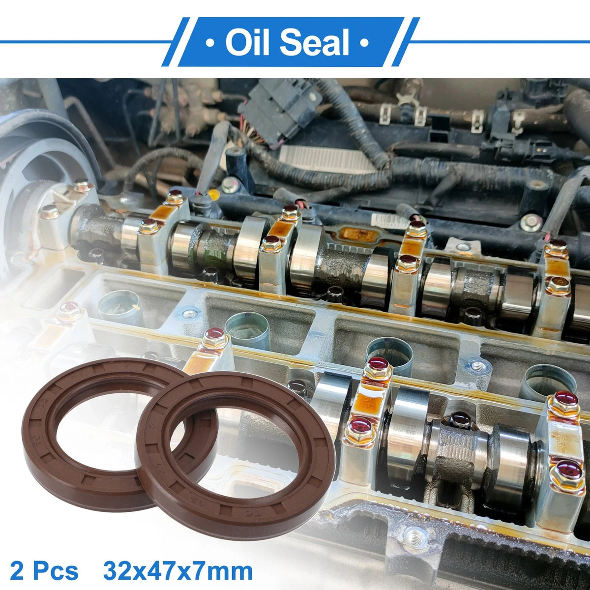 2X Oil Seal Rotary Shaft Seal FKM Rubber 32x47x7mm  
