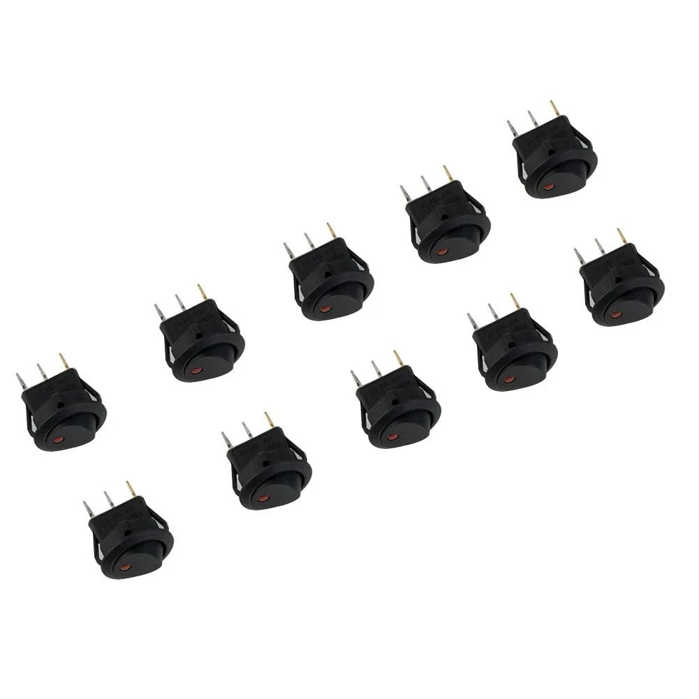 10pcs Dot LED Rocker Toggle Switch for Car Boat (12V)