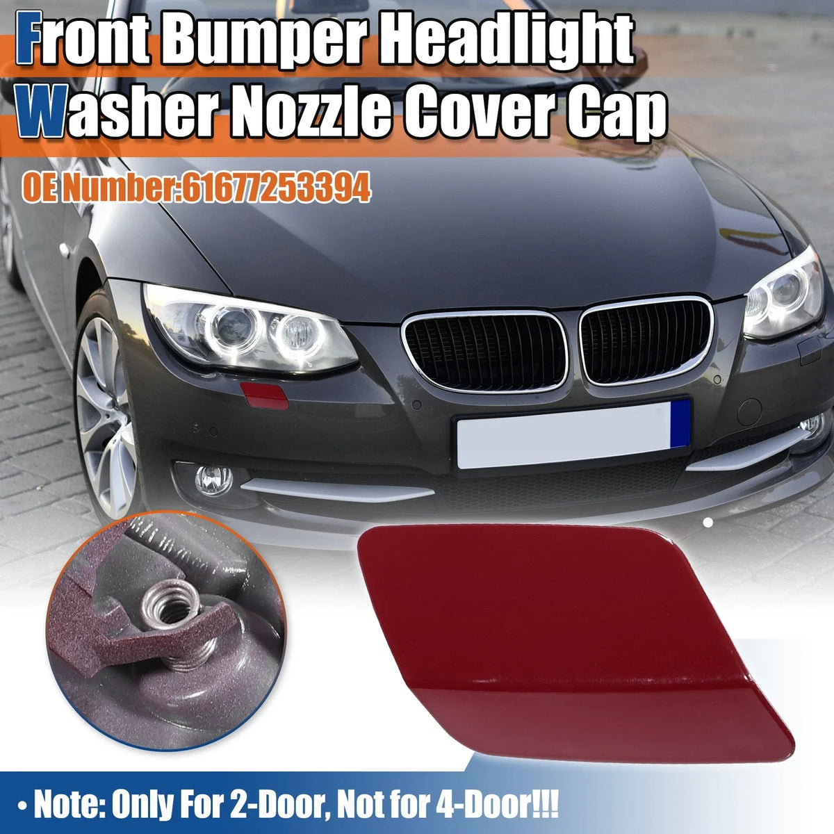 Right Side Front Bumper Washer Nozzle Cover for BMW E92 (2011–2013) Gloss Red