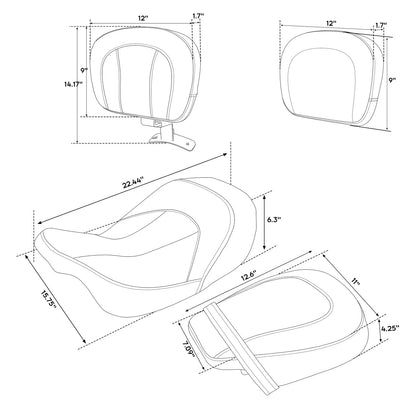 Backrest Seat Set for Harley CVO Road Street Glide 2009-2023