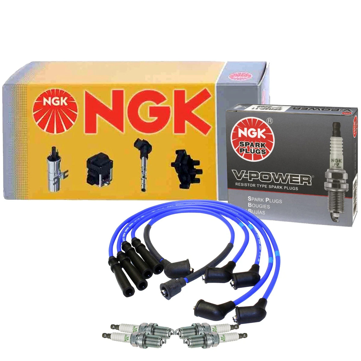 Set of 4 NGK V-Power Spark Plugs for Mazda MX-3 1.6, Protege 1.8 (1992–1998)