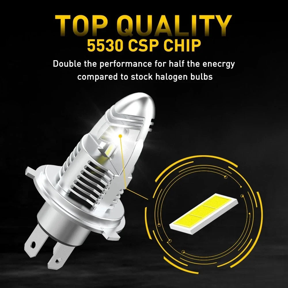 2X LED Headlight Bulbs H4 9003 for Hi/Low Conversion (6000K)