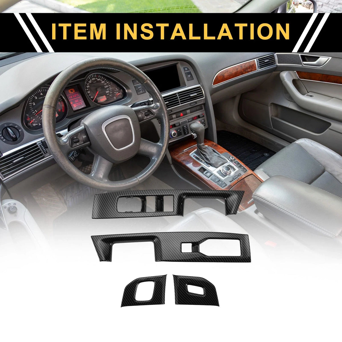 Set of 1 Master Power Window Switch Cover Trim for Ford F-150 (2021–2024) Black