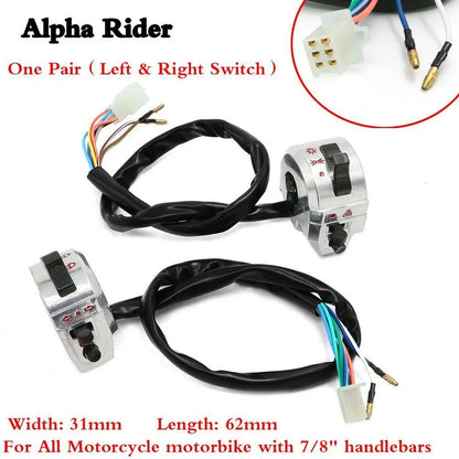 Chrome Handle Bar Switch Controls Set of 2 for 7/8" Universal Motorcycle