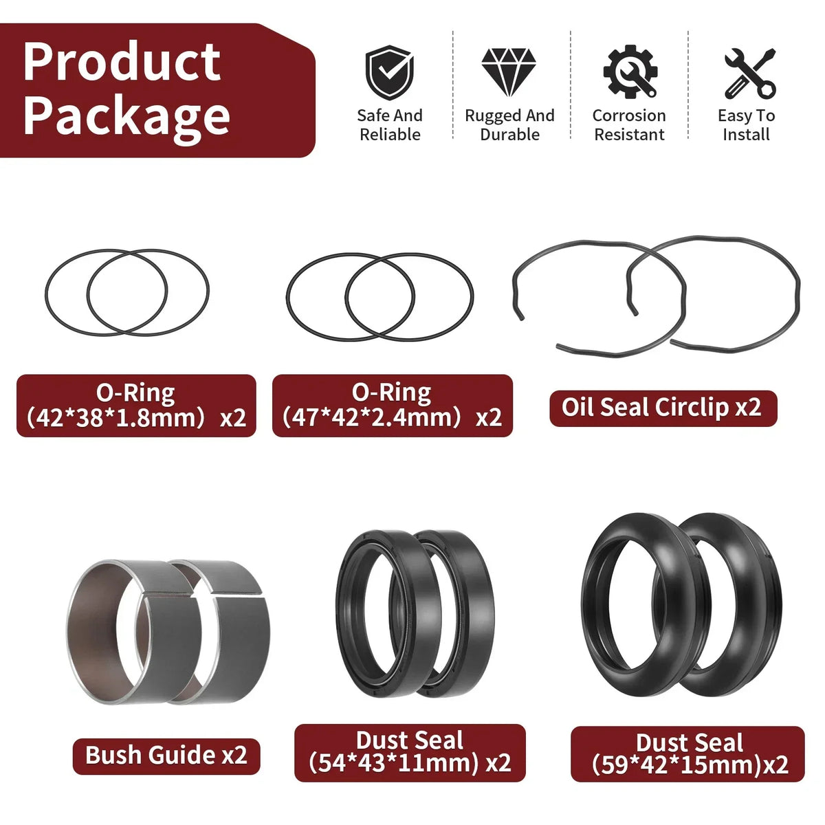Fork Bushing O-Ring and Oil Seal Kit for Suzuki GSX-R1000
