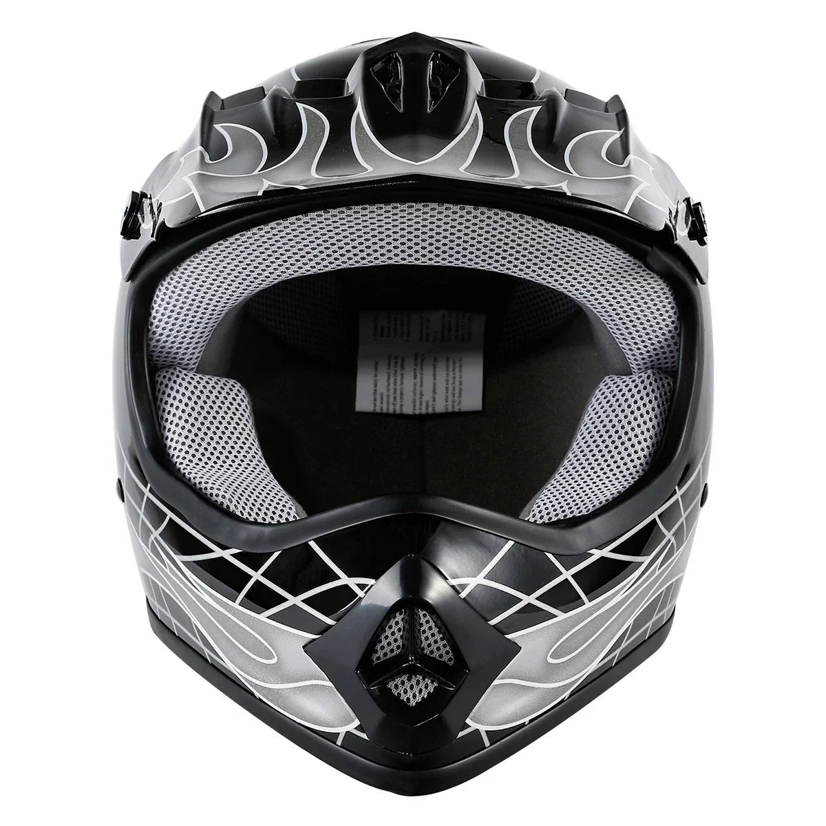 Youth Kids ATV Motocross Dirt Bike Black Skull Helmet with Goggles & Gloves (S, M, L, XL)