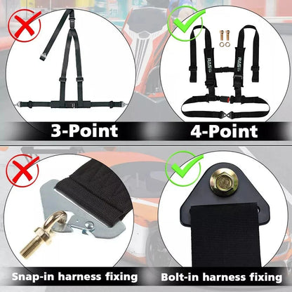 Racing Seat Belt Harness Set of 4 for CanAm X3, YXZ Models