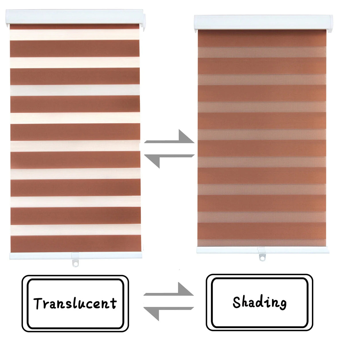 Horizontal Zebra Blinds Shade for Day Night Dual Layer Window Curtains