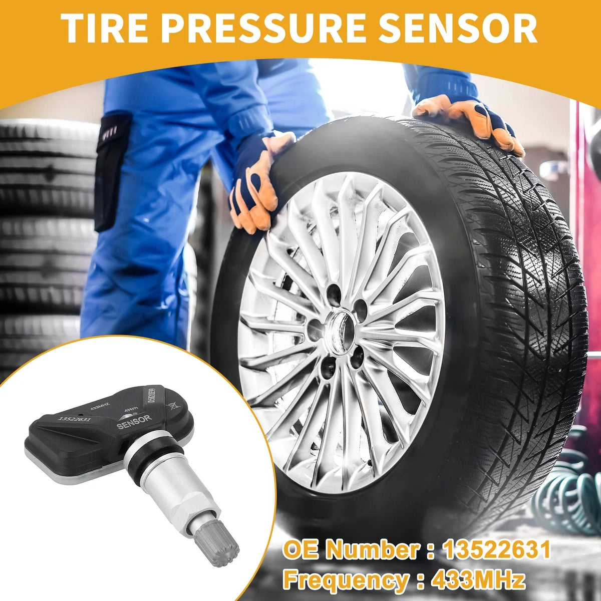 Tire Pressure Sensor 13522631 for Chevrolet Express 2500 (2013–2019) 433MHz