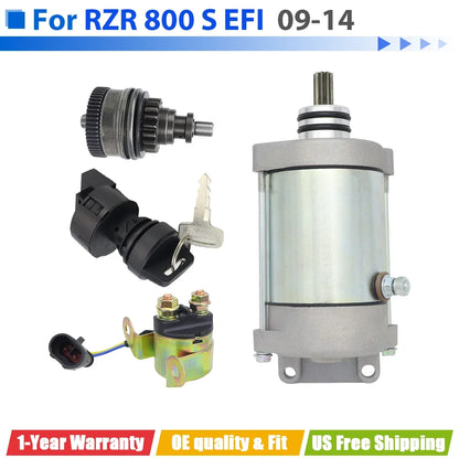 Starter for Polaris RZR 800 S EFI (2009-2014) Includes Bendix, Relay, Switch