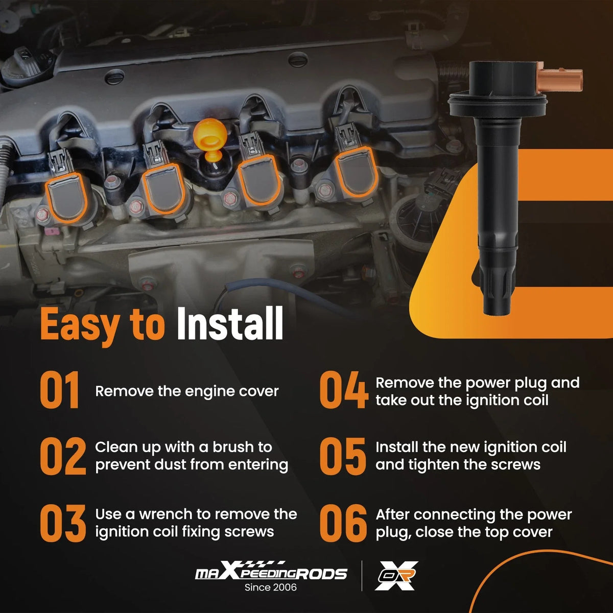Engine Valve Covers with 6 Ignition Coils for F-150 2013-2017