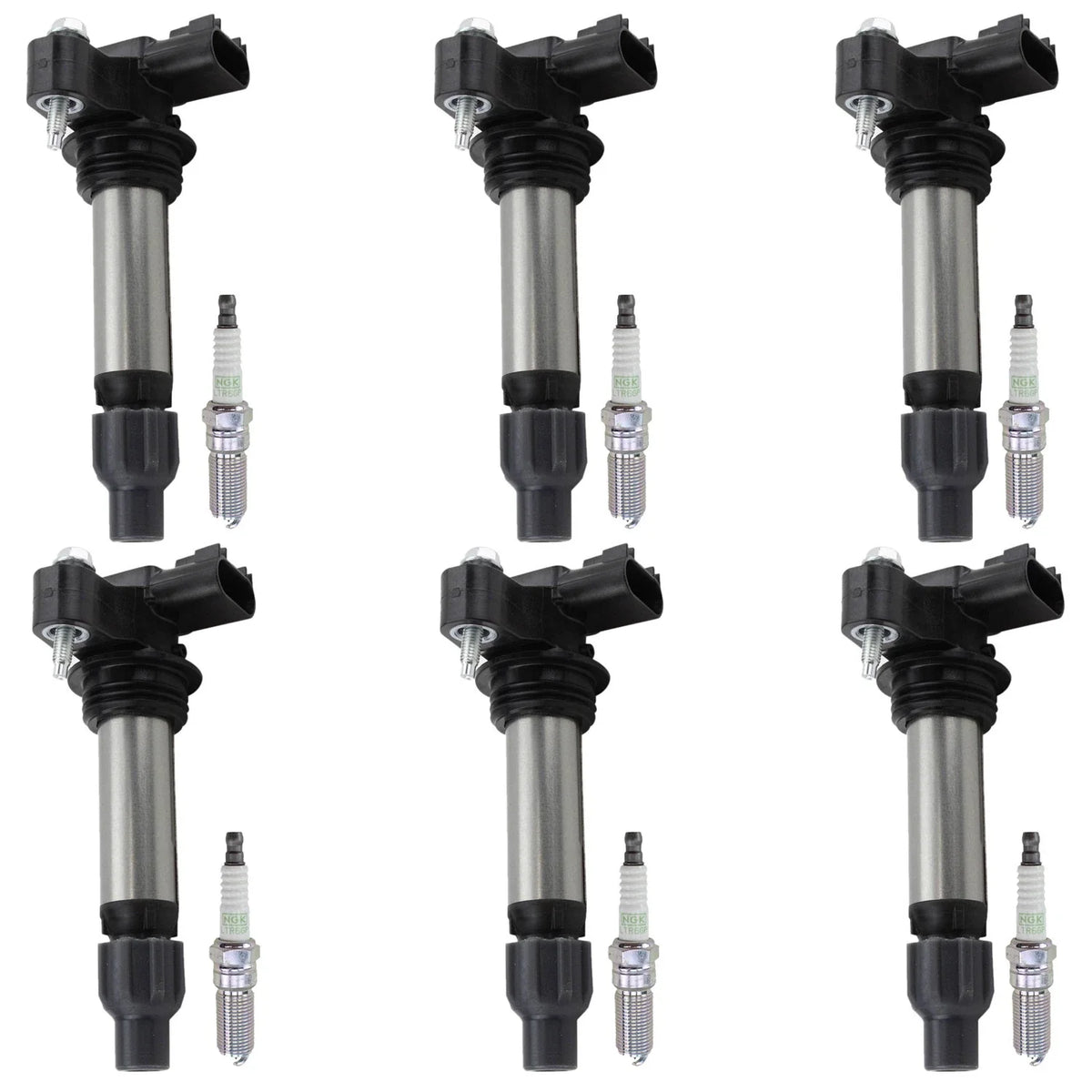 Set of 6 Ignition Coils & NGK Platinum Spark Plugs for ATS Aura CTS Impala (2010–2015)