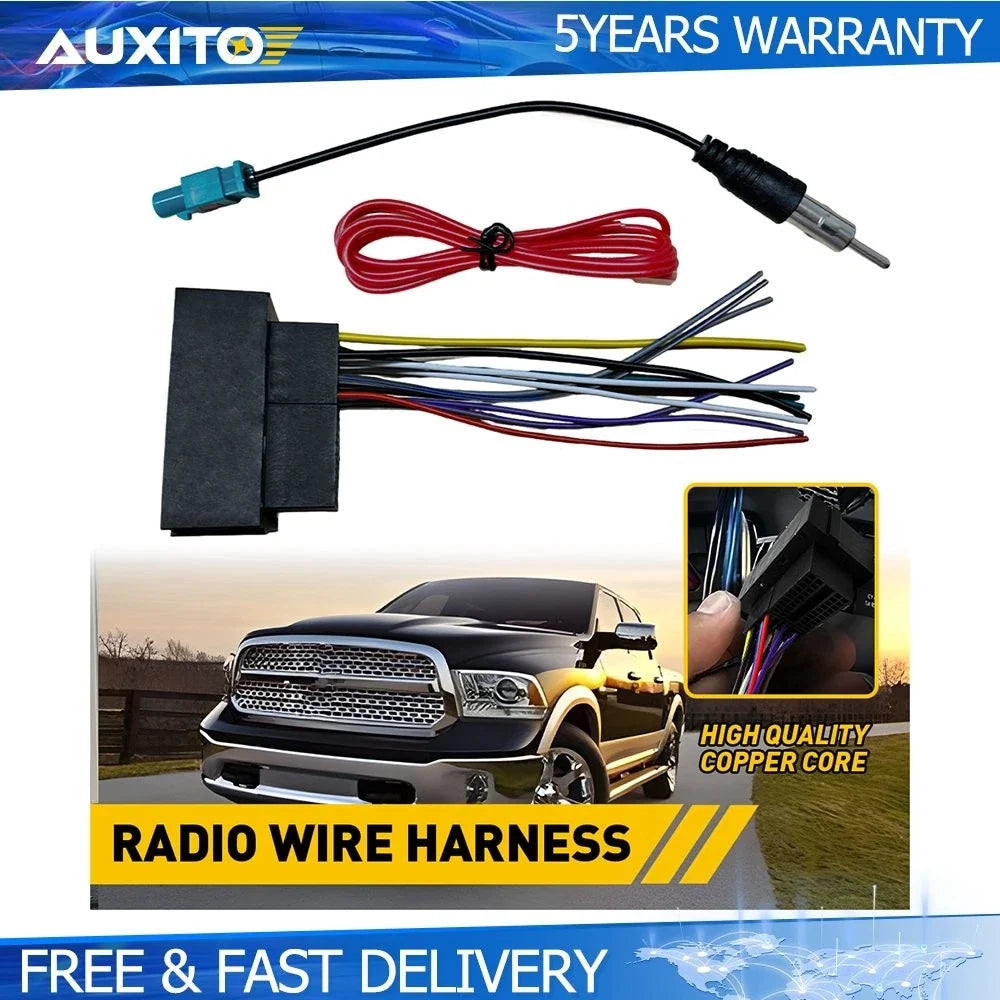 Radio Wiring Harness with Antenna Adapter for Chrysler Jeep Models