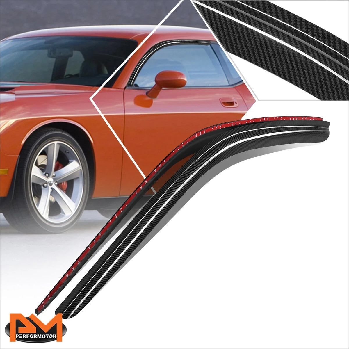 Window Visors Tape On for Dodge Challenger (2008–2018) - 2X Set