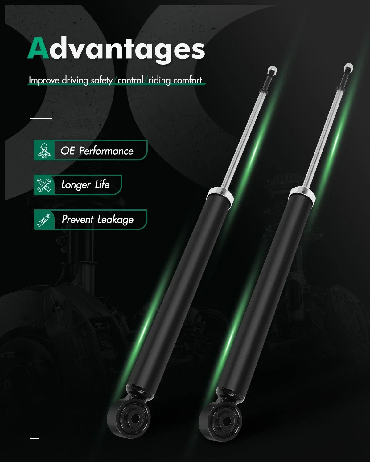 Rear Pair Shocks Struts for Prius C (2012–2019), Scion xD (2008–2010)