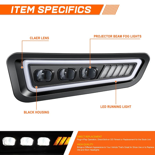 Sequential LED Signal Tri-Projector Fog Lights for Ford F-150 Raptor (2017–2020)
