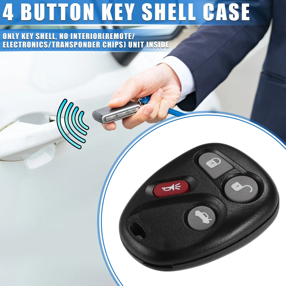 4 Button Keyless Entry Remote Key Cover for Buick Enclave (No Chip)