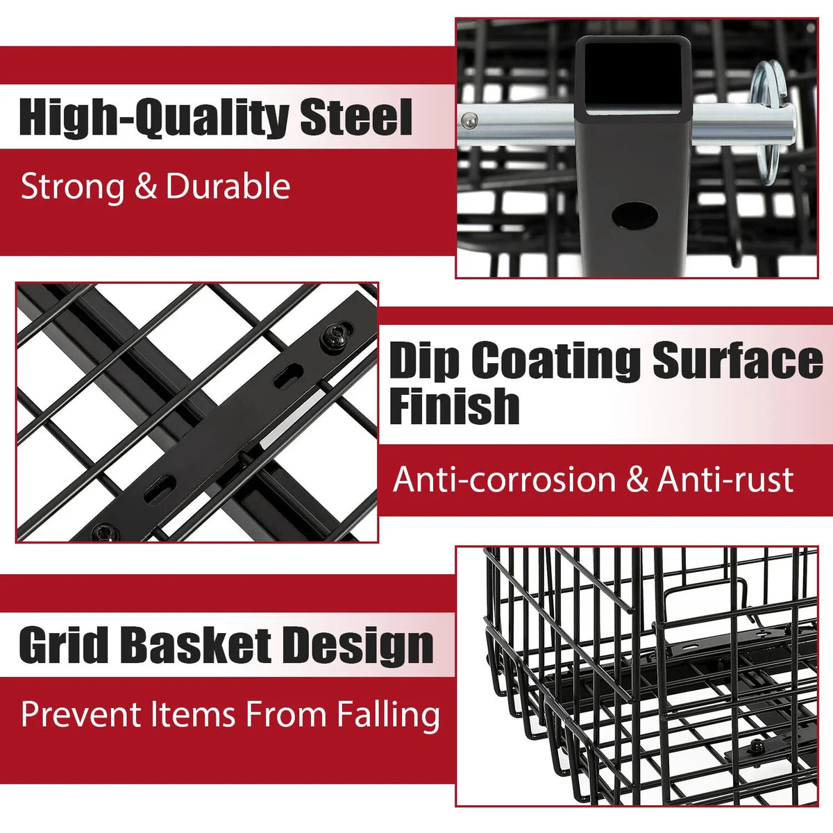 1" Hitch Receiver Folding Rear Basket for Power Chairs & Mobility Scooters