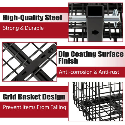 1" Hitch Receiver Folding Rear Basket for Power Chairs & Mobility Scooters