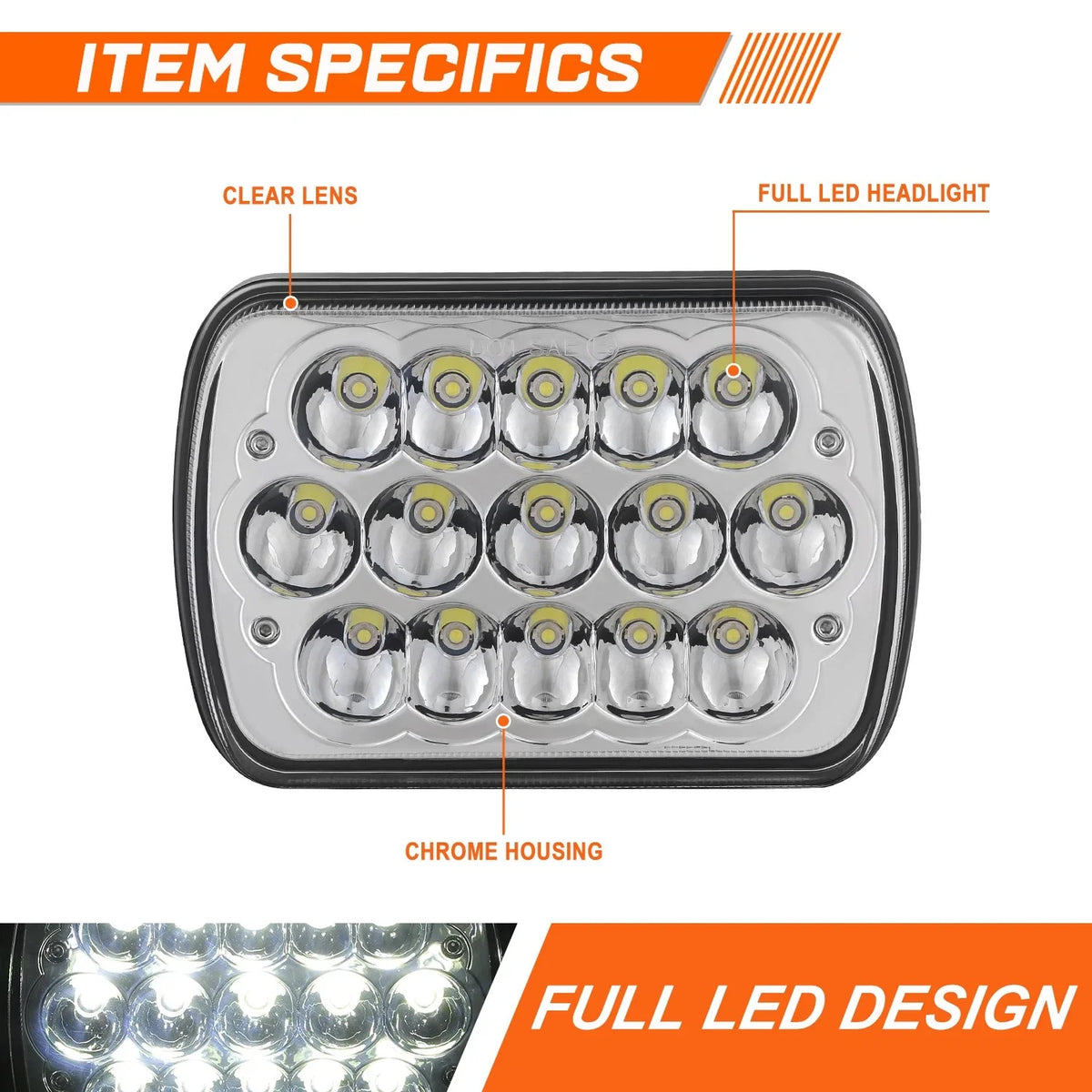 Chrome LED Headlight Set for Mazda B2000 B2200 B2600 GLC RX-7 1985-1993