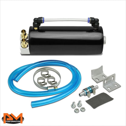 Oil Catch Reservoir Tank for Racing Engine - Aluminum with Hose & Indicator