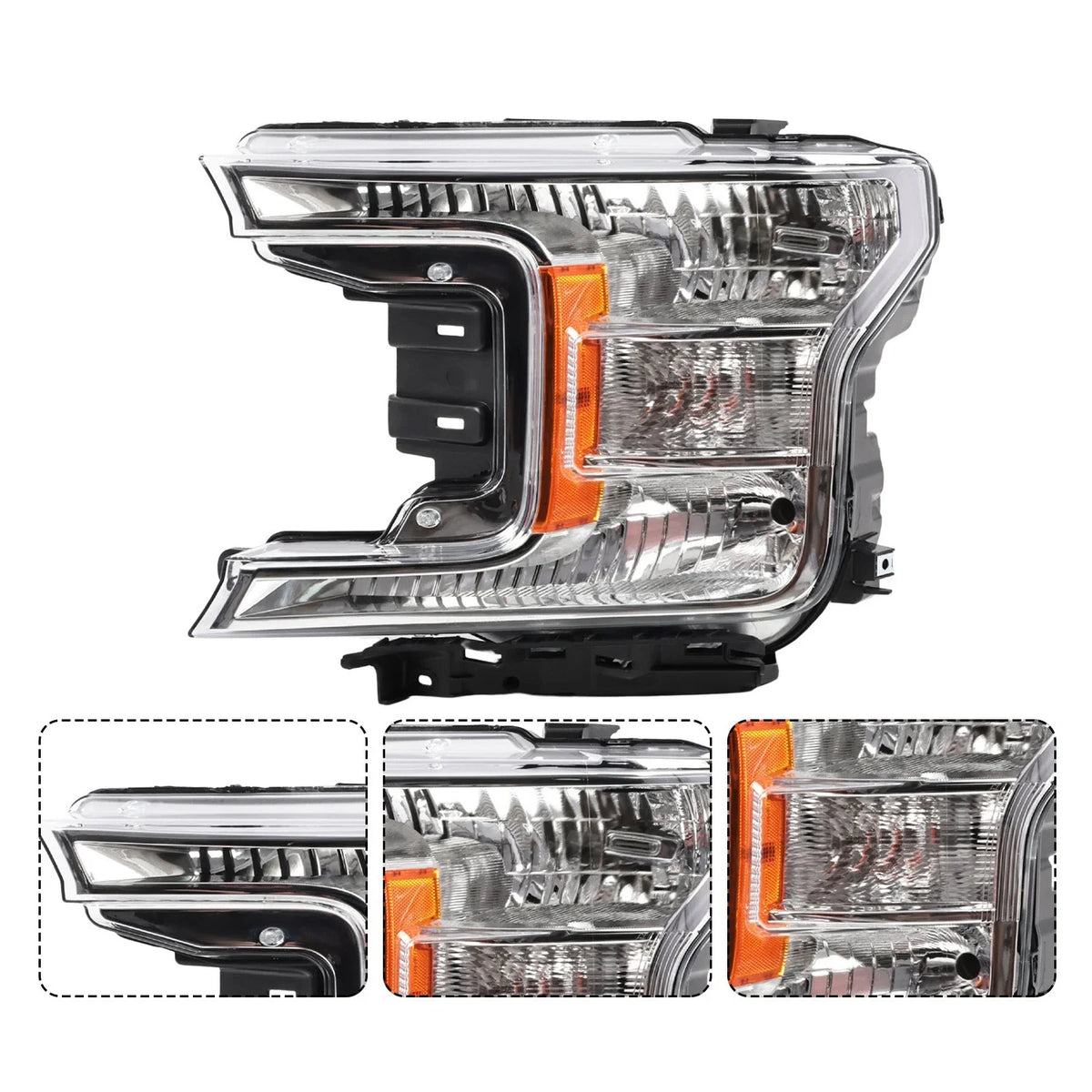 Driver Side Halogen Headlight Assembly for Ford F150 (2018–2020) Chrome Clear