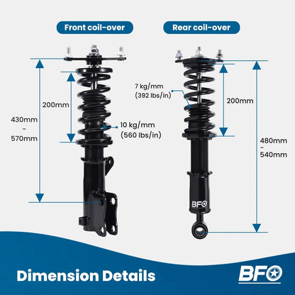 Adjustable Coilover Shocks & Springs Set for Mitsubishi Eclipse 2000–2005