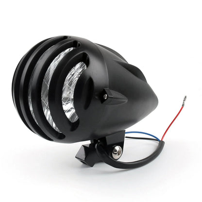 5.5" Bullet Headlight Lamp in Black for Bobber Chopper (Metric)