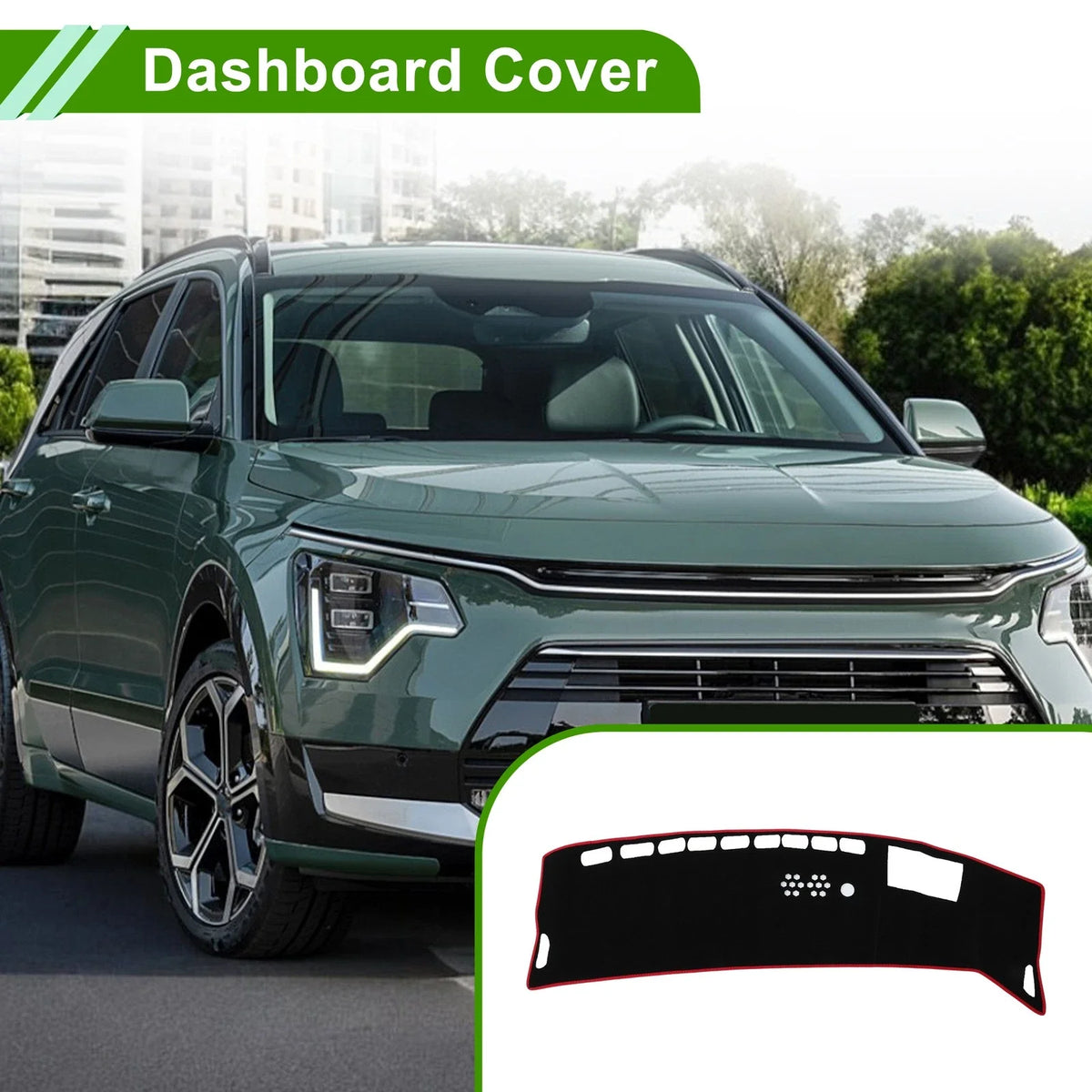 Dashboard Cover for Kia Niro (EV/PHEV/HEV) (2023–2025) HUD Polyester Black Red