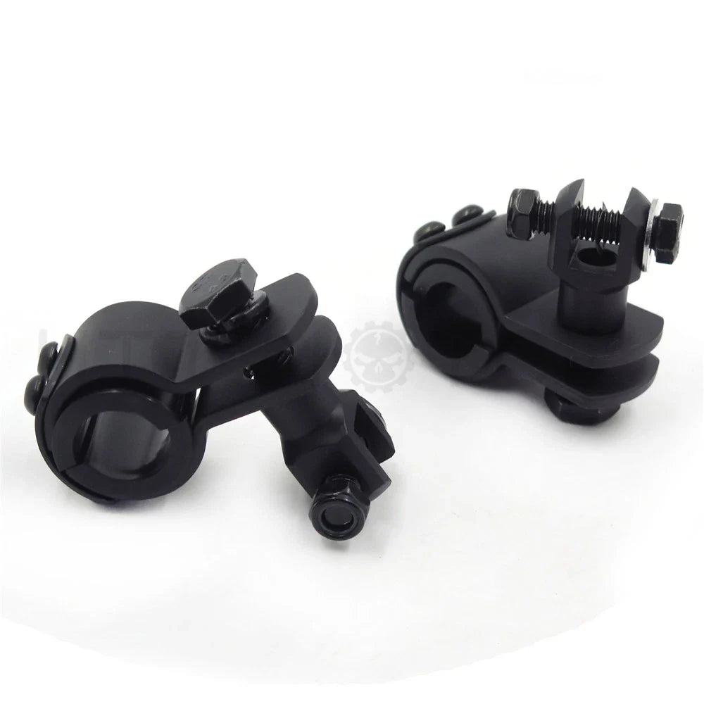 Foot Peg Mounts Black Pair for Harley (1 1/4" Engine Guard)
