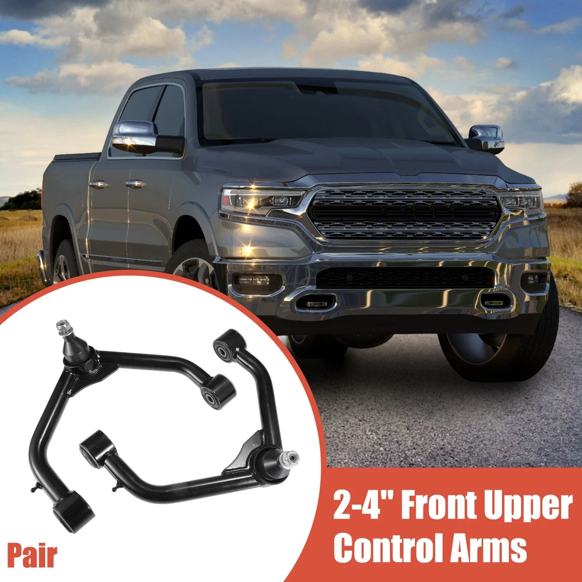 2X Front Upper Control Arms for Dodge Ram 1500 (2006–2023) Black