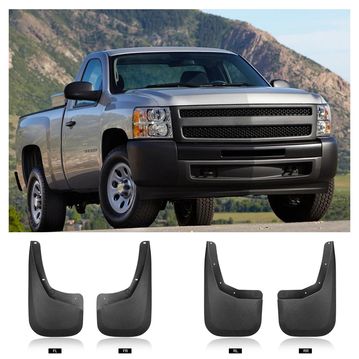 Mud Flaps for Chevy Silverado 1500 2007–2013, 2500HD, 3500