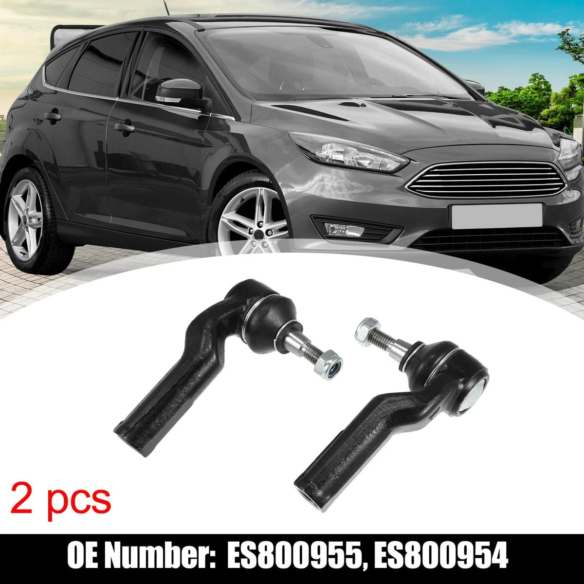 2pcs Front Outer Tie Rod ES800954 for Ford Focus (2012–2017), Lincoln MKC (2015–2016)