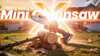 21V Cordless Chainsaw with 2 Batteries & 3 Chains for Mini Chainsaw