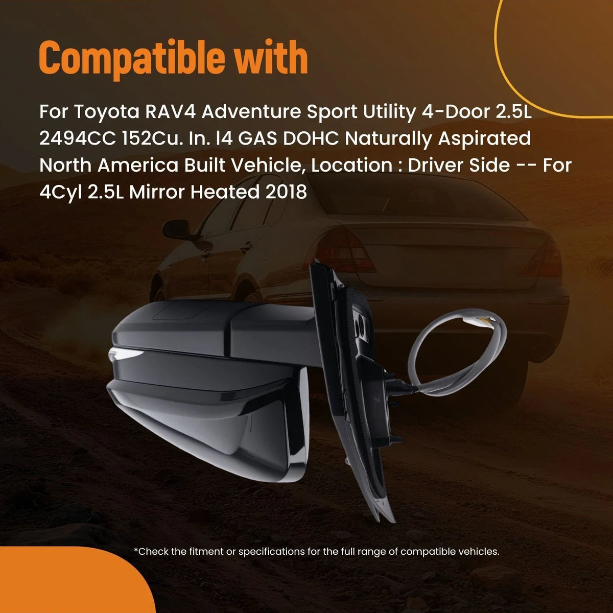 Signal Driver Side Rear View Mirror for 2016-2018 RAV4 XLE