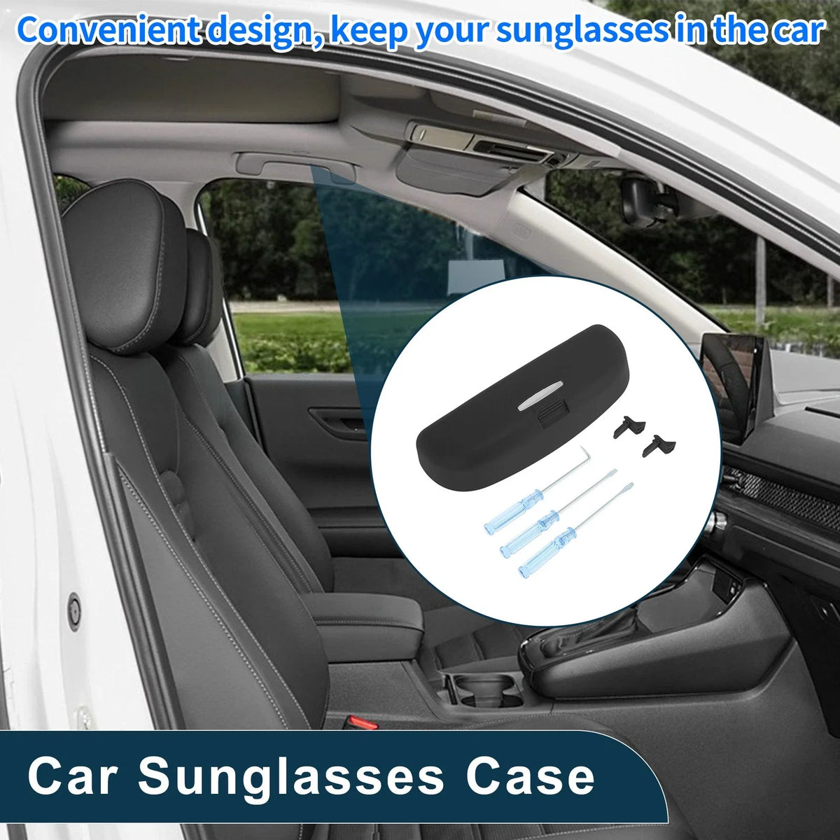 Sunglasses Case for Audi Q3 (2013–2021) Eyeglasses Holder Storage Box Black