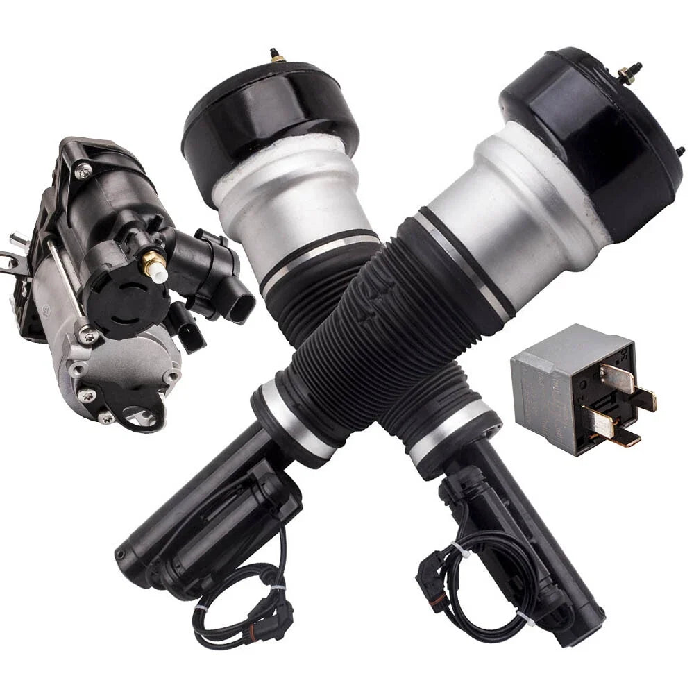 2X Front Struts and Compressor Pump for Mercedes W221 S350 S550 (2007-2013)