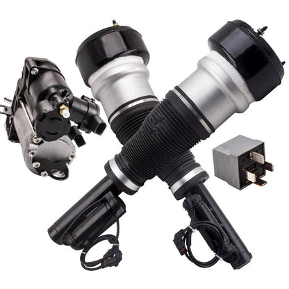 2X Front Struts and Compressor Pump for Mercedes W221 S350 S550 (2007-2013)