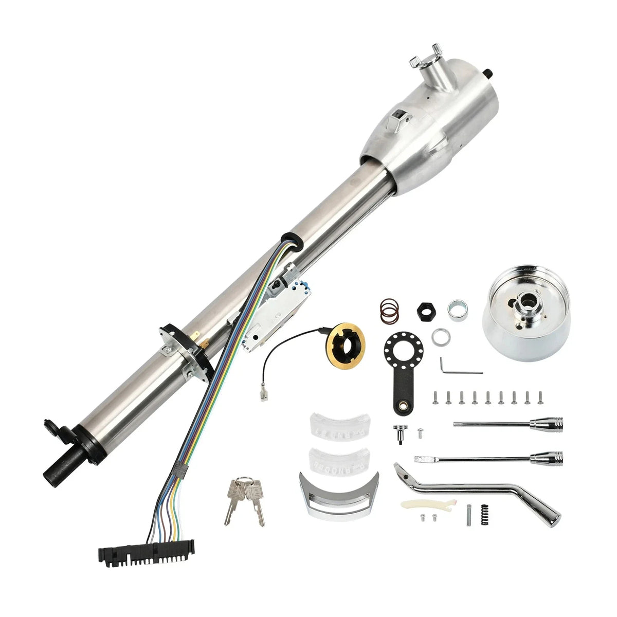 30" Stainless Steel Tilt Steering Column w/ Key & 9 Bolt Adapter